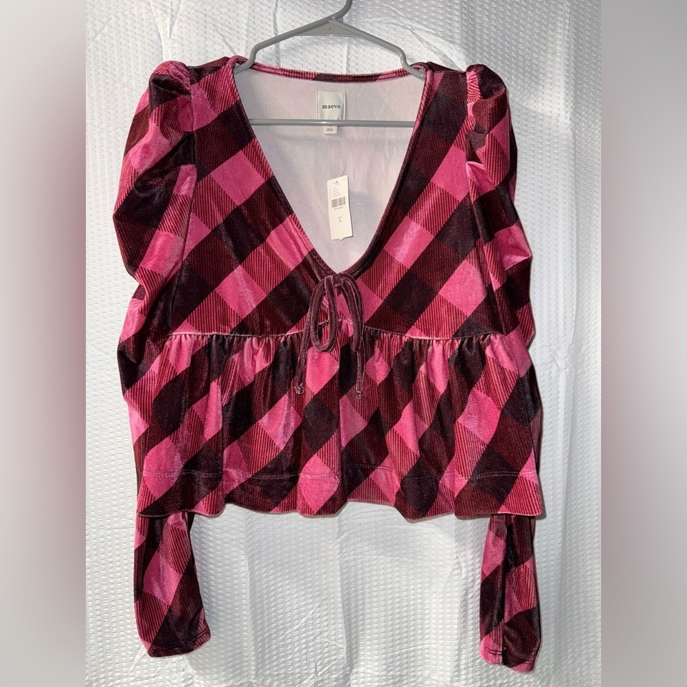 NWT Maeve for Anthropologie velvet babydoll top size S